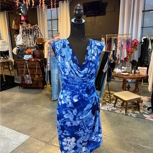 Elegant Blue Floral Dress